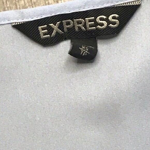 Express Sheer Purple Short Sleeve Blouse Keyhole Neck, Ruffles - Picture 8 of 12